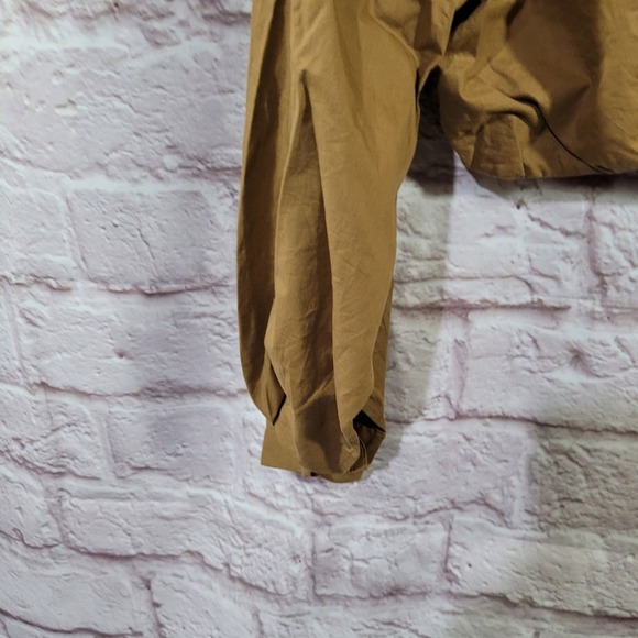 Zara Dark Tan Long Sleeve Cropped Poplin Button Front Shirt - Picture 11 of 14